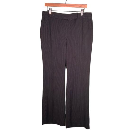 Ann Taylor Black White Pinstriped Signature Fit Dress Pants 10P Wide Leg Work - Picture 1 of 8